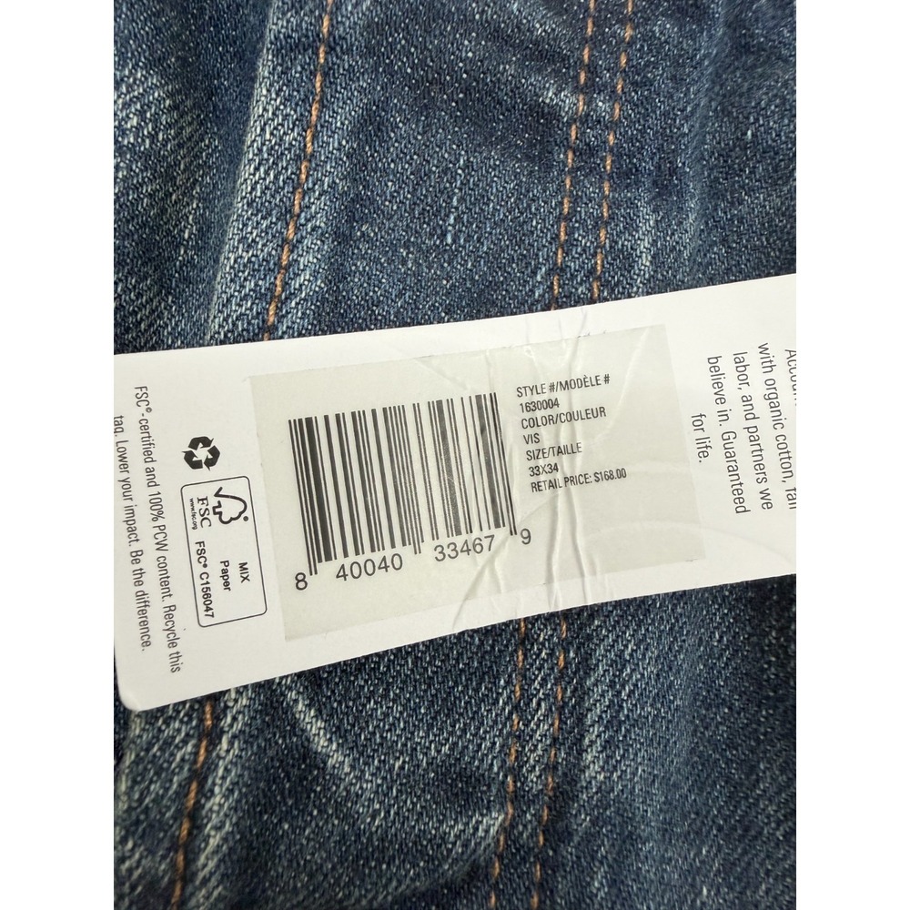 Outerknown SEA Selvedge Jeans Men's 33x34 Dark Blue Denim Organic Cotton - Picture 7 of 16
